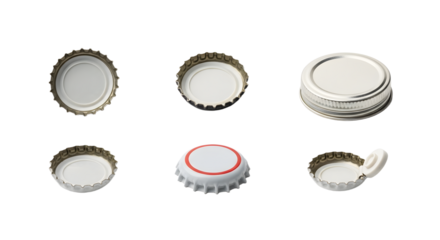Selection of Bottle Caps on Black Background