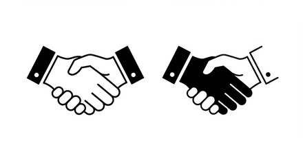 Obraz premium Black and white handshake illustration symbolizing business agreement and partnership