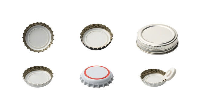 Selection of Bottle Caps on Black Background