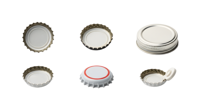 Selection of Bottle Caps on Black Background