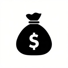 Black and White Money Bag Icon Illustration