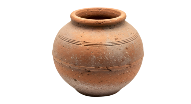 Ancient Clay Pot with Decorative Rings