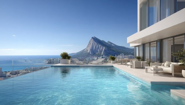 Luxury rooftop pool with panoramic ocean views