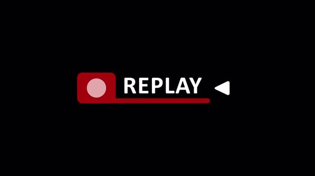 A vibrant animated replay button glows for a live stream video player interface to instantly watch the content again