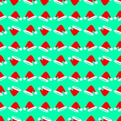 seamless pattern with christmas hats. kawaii design. 