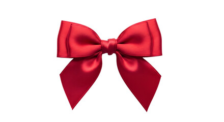 Elegant Red Satin Gift Bow Isolated