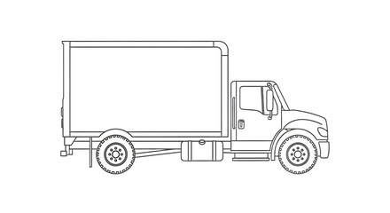 Isolated Box Truck Outline Vector Illustration