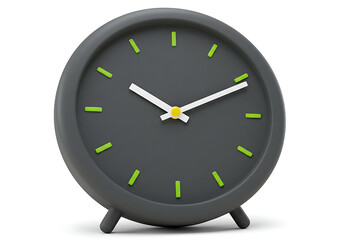 Grey round alarm clock with green markers round clock