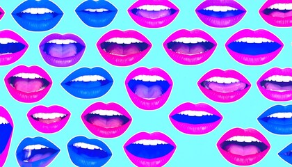Vibrant mouth pattern with bold colors and modern aesthetic design