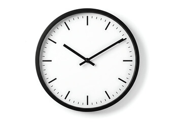 Black framed white clock time hands