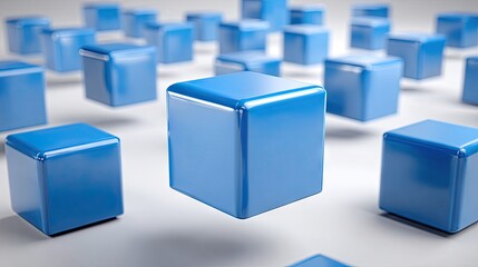 A group of glossy blue cubes.