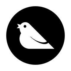 black and white illustration of bird icon