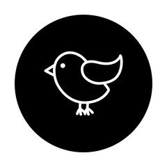 black and white illustration of bird icon