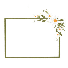 Daisy floral frame, border illustration
