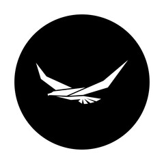 black and white illustration of bird icon