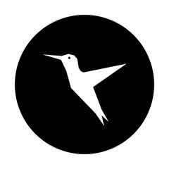 black and white illustration of bird icon