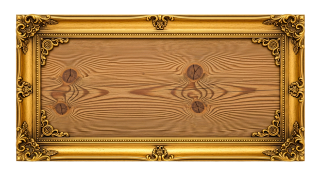 Antique, gold-patterned wooden frame against a white background for a retro interior design