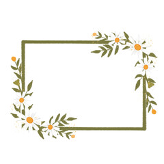 Daisy floral frame, border illustration