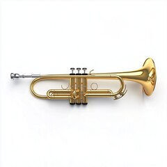 Obraz premium yellow gold trumpet musical instrument classic, isolated white