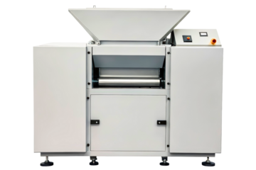 Industrial roller press machine for manufacturing or recycling isolated with transparent background