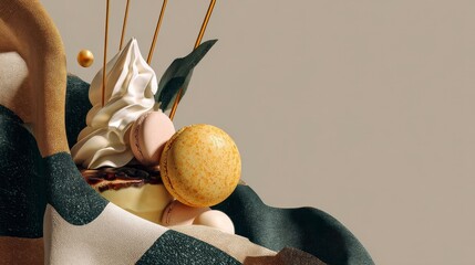 Delicious Dessert Arrangement with Macarons