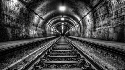 Fototapeta premium Subway Tunnel with Shadows and Cold Lighting