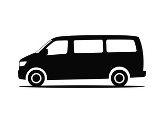 Vector art of modern minivan vector illustration, showcasing contemporary automotive design and practical style with a black and white graphic