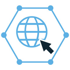 Internet network icon vector for web connectivity, data flow, and global communication. Useful for illustrating interconnected systems, online communities, and cloud computing.
