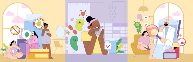 People Using Skin Care Products and Analyzing Effects