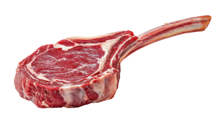 Juicy tomahawk steak, perfectly marbled, on a white isolate background.