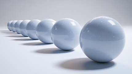 Light blue spheres in a straight line.