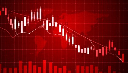 Red financial chart with declining trend