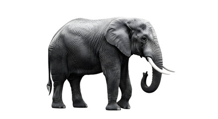 Isolated Elephant Side Profile in Black and White