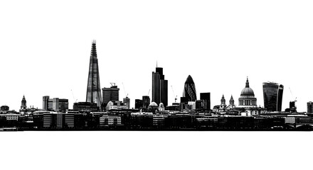 London City Skyline in Black and White