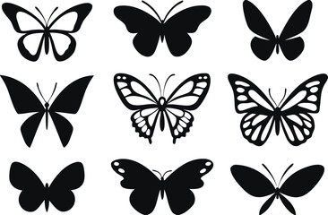 Different butterflies set. Vector illustration 
