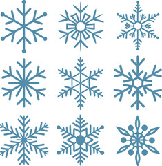 Snowflake different icons. Vector illustrator 

