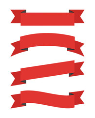 Red ribbons set. Red banners. Vector illustration 
