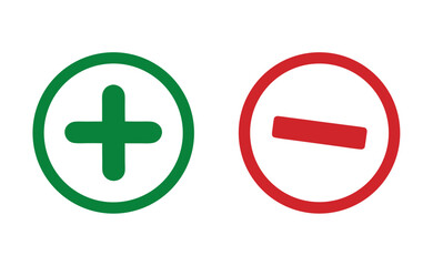 Plus and minus sign set. Vector illustration 
