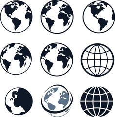 Earth icon collection. Globe. Vector illustration 
