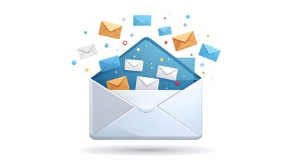 A vivid illustration of a mail envelope overflowing with colorful messages, highlighting the concept of a large email inbox.