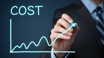 Rising costs analysis drawn by executive for business financial planning and strategy