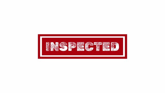 Inspected red stamp quality seal over red rectangle guarantees approval ensuring trust and reliability branding
