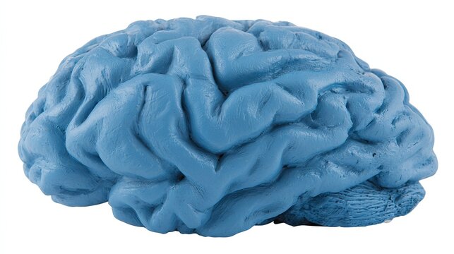 Detailed model of a light blue brain.