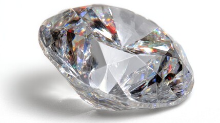 Close-up view of a faceted diamond.