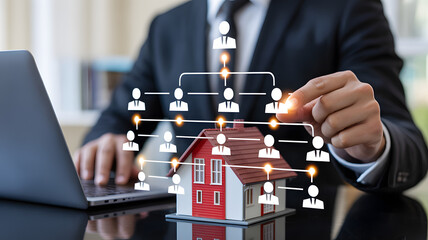 Real estate agent builds home network with digital connections using modern technology online now