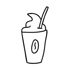 Iced Coffee Outline Illustration