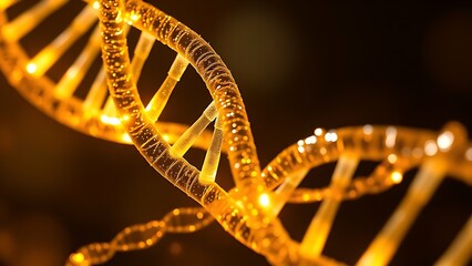 Glowing DNA helix intertwined with golden strands, symbolizing regenerative medicine breakthroughs.