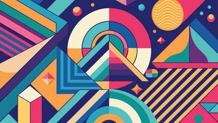 Fototapeta premium Geometric shapes and lines in a colorful composition