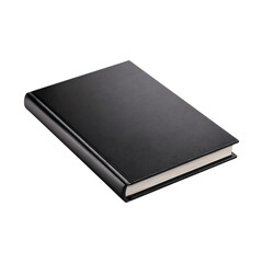 Closed black hardcover book isolated on transparent background