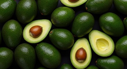 Delicious fresh avocados overhead view perfect for vegan diets and healthy eating concepts